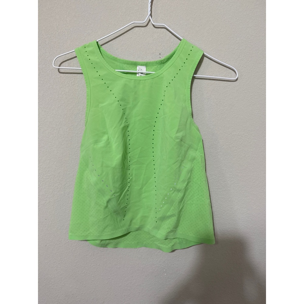 Lululemon Swift Ventilated Running Tank Size 2 Scream‎ Green Reflective